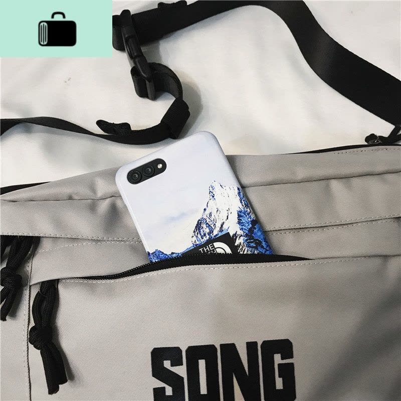 学生工装帆布斜挎包大容量女ins新款2019胸包潮流行百搭机能腰包NEW LAKE男士腰包图片