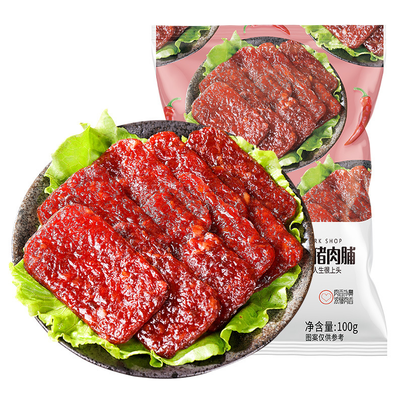 [99元任选12件]比比赞猪肉脯[香辣味]100g肉干网红零食小吃猪肉铺休闲食品熟食即食下酒菜