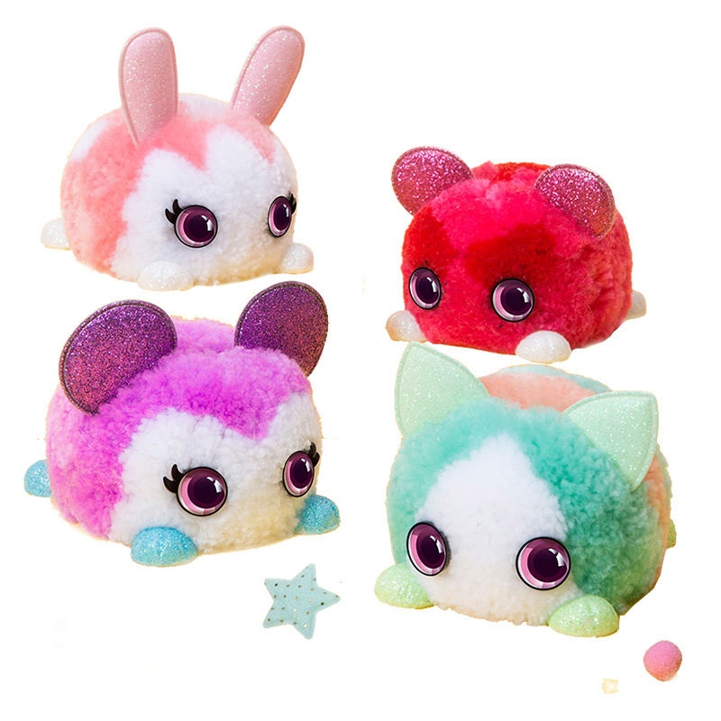 爱动绒豆豆玩具diy手工桃桃兔玩偶猫女孩毛绒公仔娃娃幼崽萌宠款花花