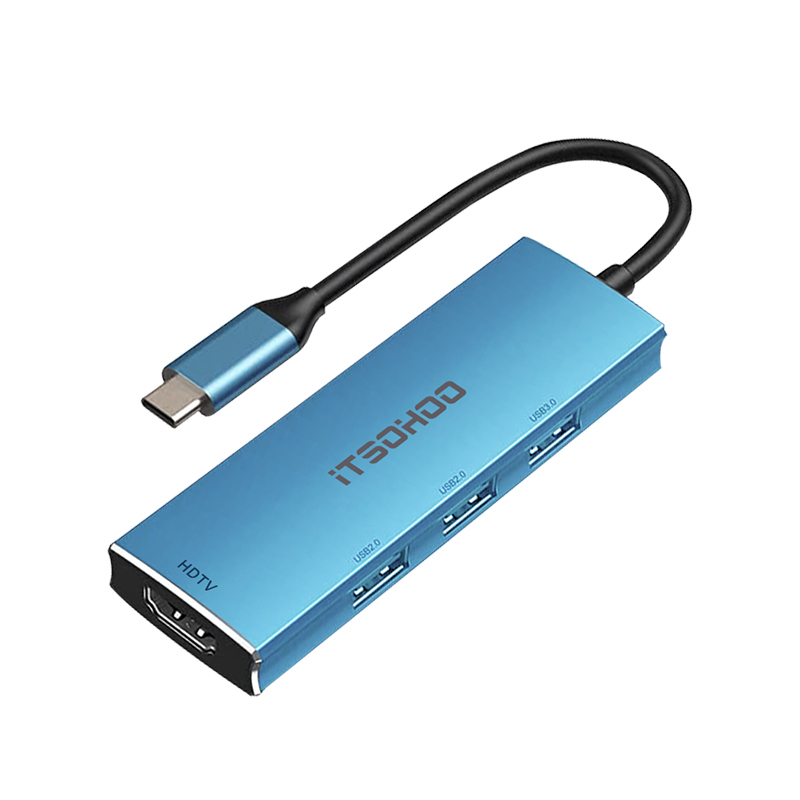 iTSOHOO分线器Type-C扩展坞USB-C转HDMI转换器4K投屏3.0HUB 适用苹果MacBook华为小米