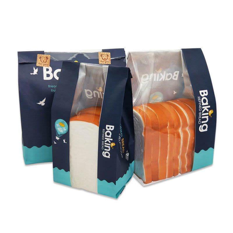 吐司袋 450g100个烘焙面包袋开窗淋膜土司自封纸袋牛皮纸透明包装|紫色奶瓶小号100个图片