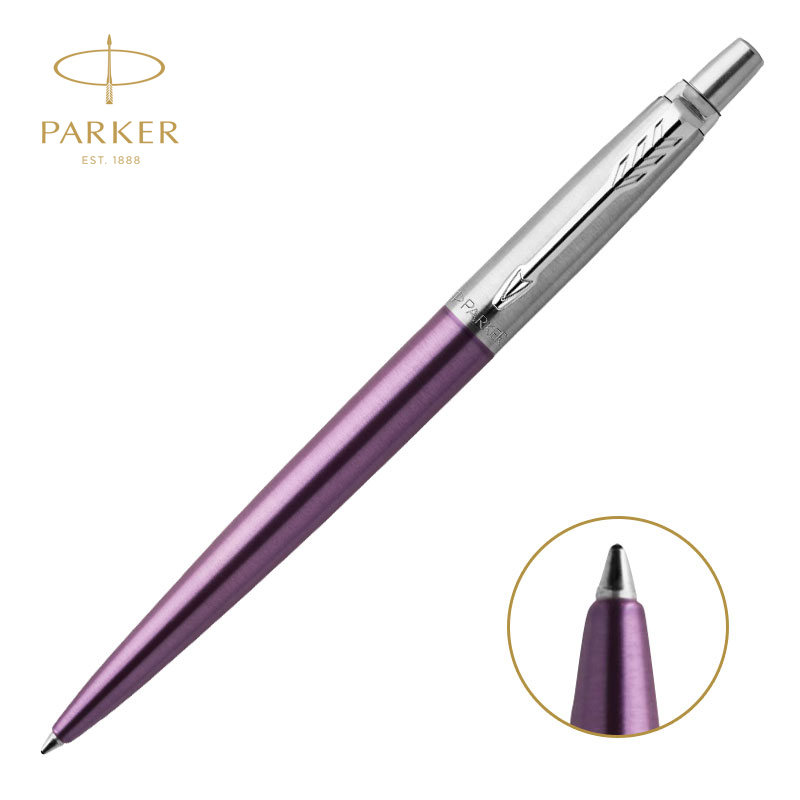 派克PARKER 签字笔 Jotter乔特维多利亚紫白夹凝胶水笔 中性笔 学生办公通用日常书写原子笔0.55mm黑笔芯