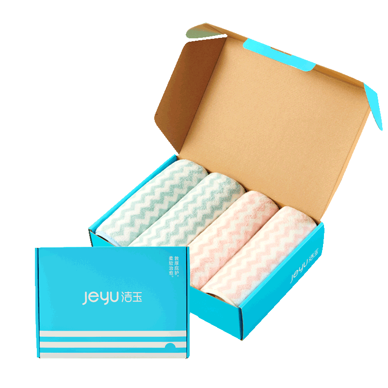 洁玉 寓.欧洛四季毛巾4条组合 DSJ-2314 蓝粉色(蓝色毛巾*2条+粉色毛巾*2条)