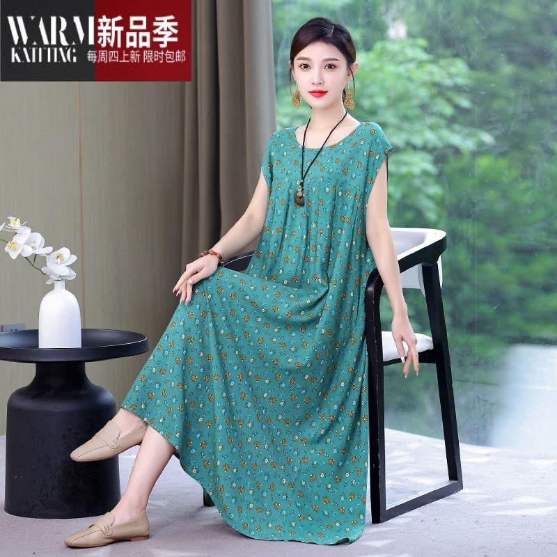 SHANCHAO2023年夏季新款绸连衣裙大码宽松胖mm女士睡裙200斤薄款睡衣图片