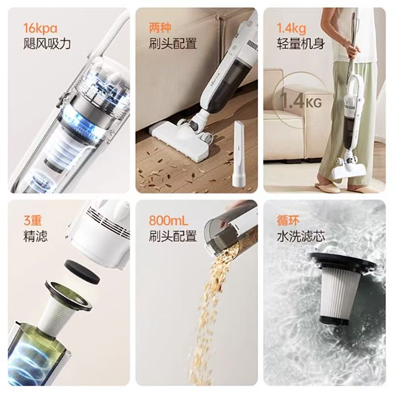 小熊(Bear)吸尘器 床上家用大吸力手持小型除螨仪有线手持式吸尘器XCQ-H04H6 白色 [不支持拆封试用]高清大图