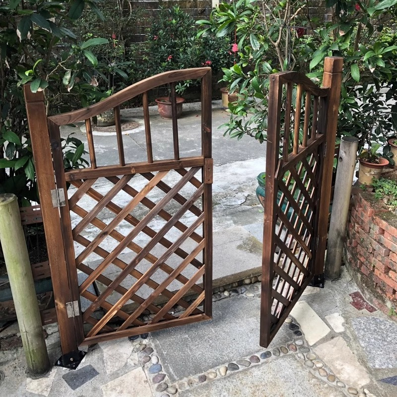 质凡栅栏门防腐木门园艺双开篱笆门菜园院子门木围栏花园门户外木质