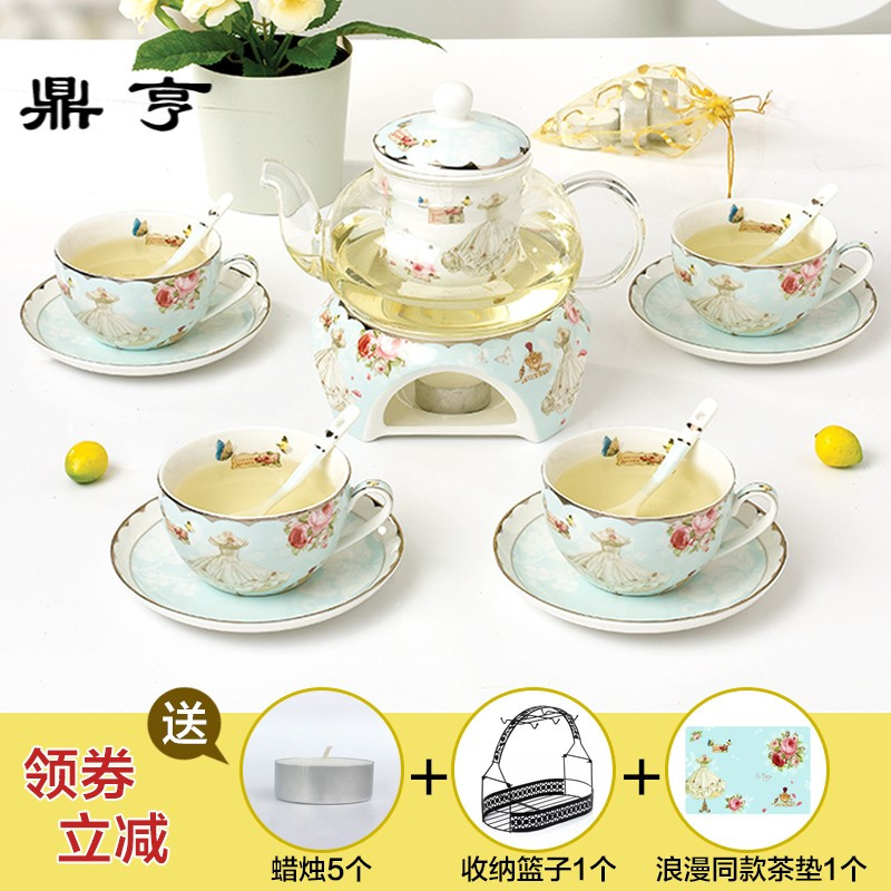 鼎亨欧式花茶茶具套装下午茶具英式家用玻璃水果茶壶加热花茶壶花