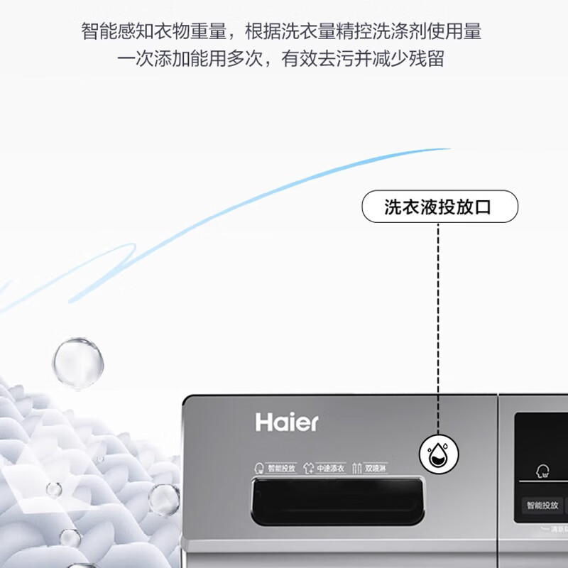 海尔全自动滚筒洗衣机EG100PRO51 10kg玉墨银1级能效不锈钢内桶高清大图