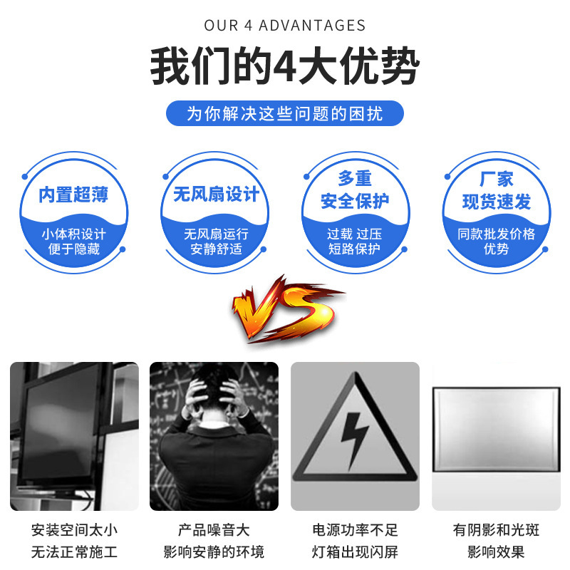 led超薄灯箱电源变压器 12V6A72W细长条