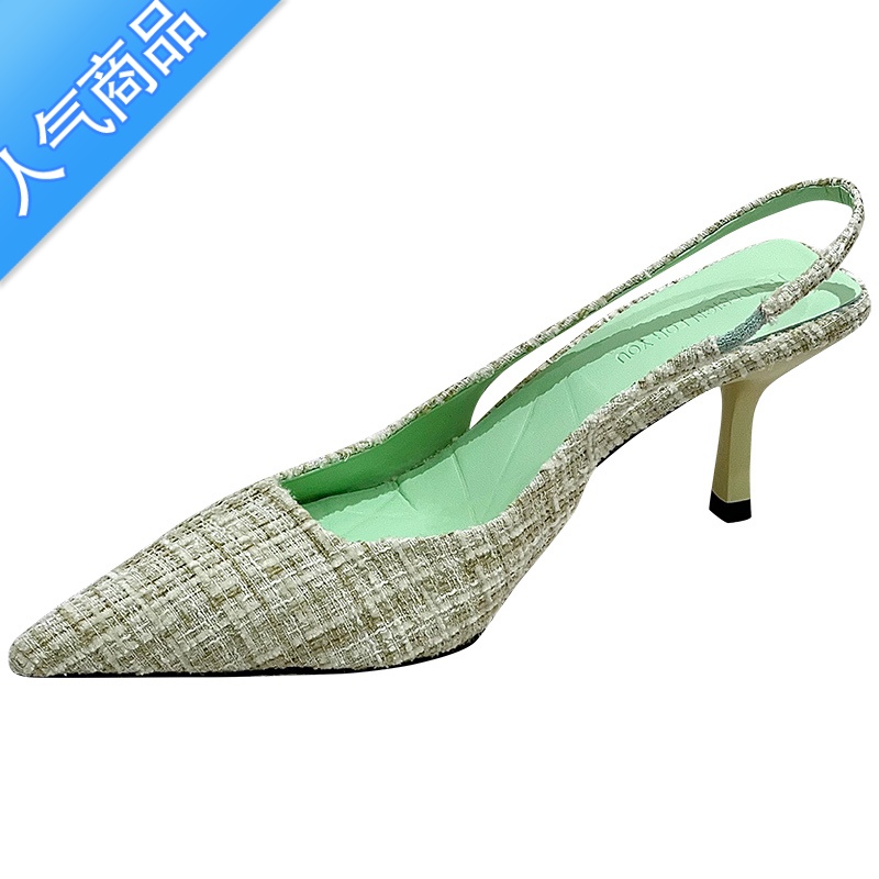 SUNTEK小香风高跟鞋女春秋细跟2023新款法式配裙子凉鞋气质名媛尖头单鞋高清大图