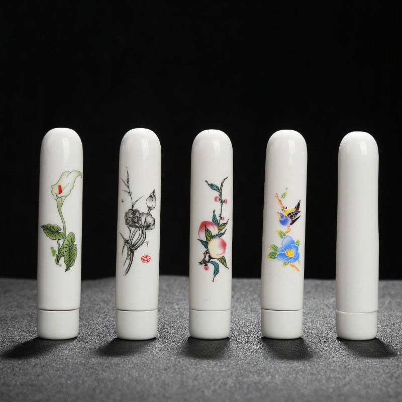 迷你小号创意灯管形陶瓷茶叶罐子便携密封储藏罐香粉罐石斛瓶子 马蹄莲(30毫升)图片