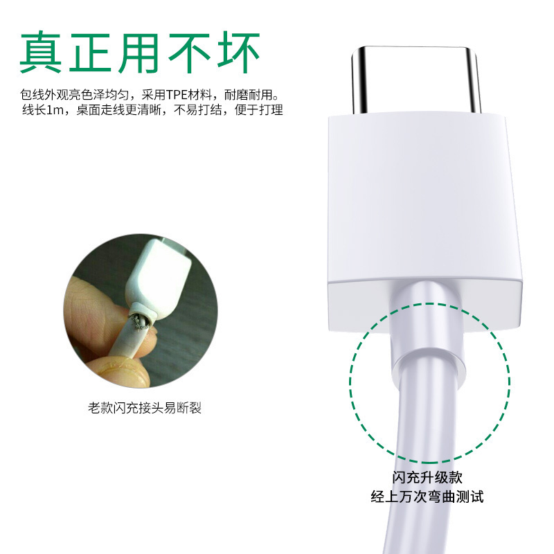 豪元安卓数据线适用闪充usb手机通用高速快充oppor11r9s华为三星小米vivox7x9长1米 5