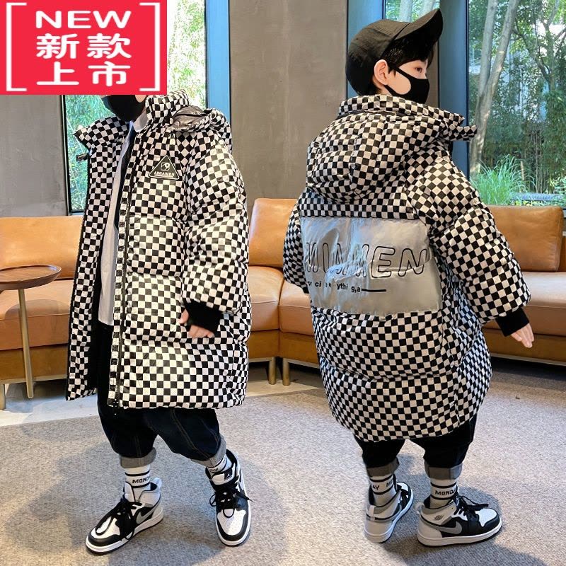 可莉允男童冬装羽绒棉服2022新款中大儿童洋气长款棉衣袄男孩冬季外套潮图片