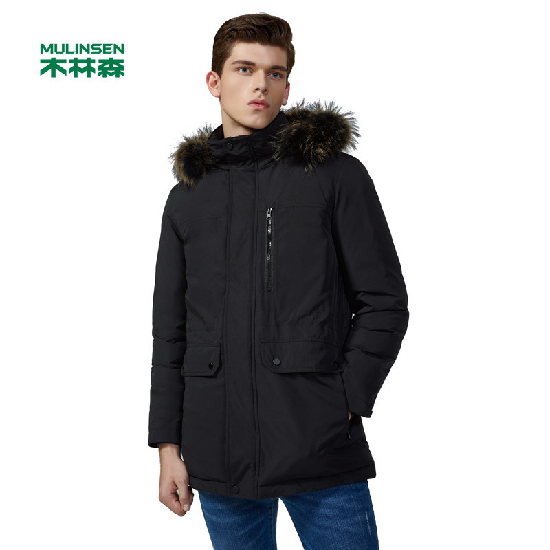 木林森户外服装冬季男羽绒服加厚修身新款连帽青年外套上衣