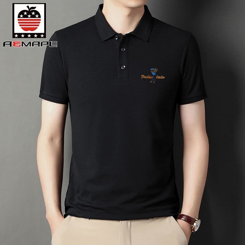 爱曼普新款男士半袖体恤衫男刺绣高级棉T恤男抗皱透气POLO衫男潮图片