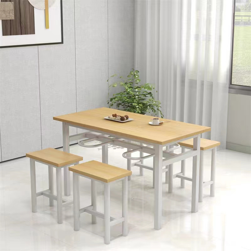 乙壬餐桌4人学校食堂小吃店快餐桌椅饭堂防火板桌1200*600*750[含椅]高清大图