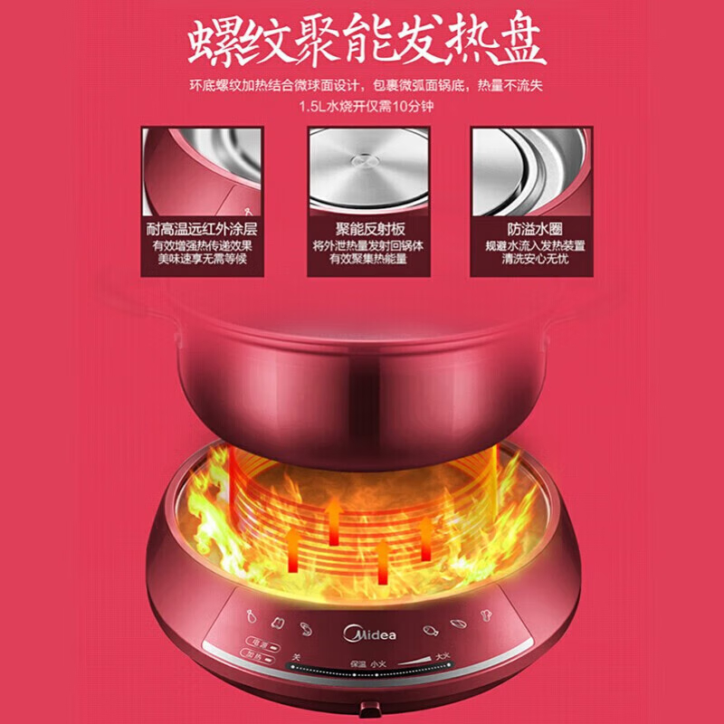 美的(Midea) 电火锅DHY28 大容量 分体式家用多功能电热锅 不粘锅 4.5L高清大图