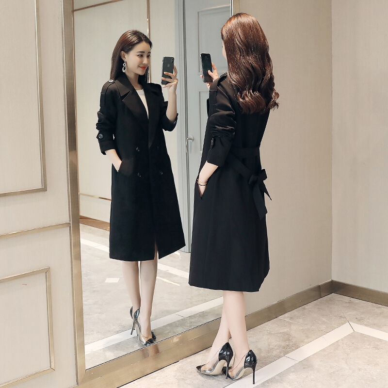 风衣女中长款韩版春季2018秋装外套薄款chic女士港风妈妈宽松