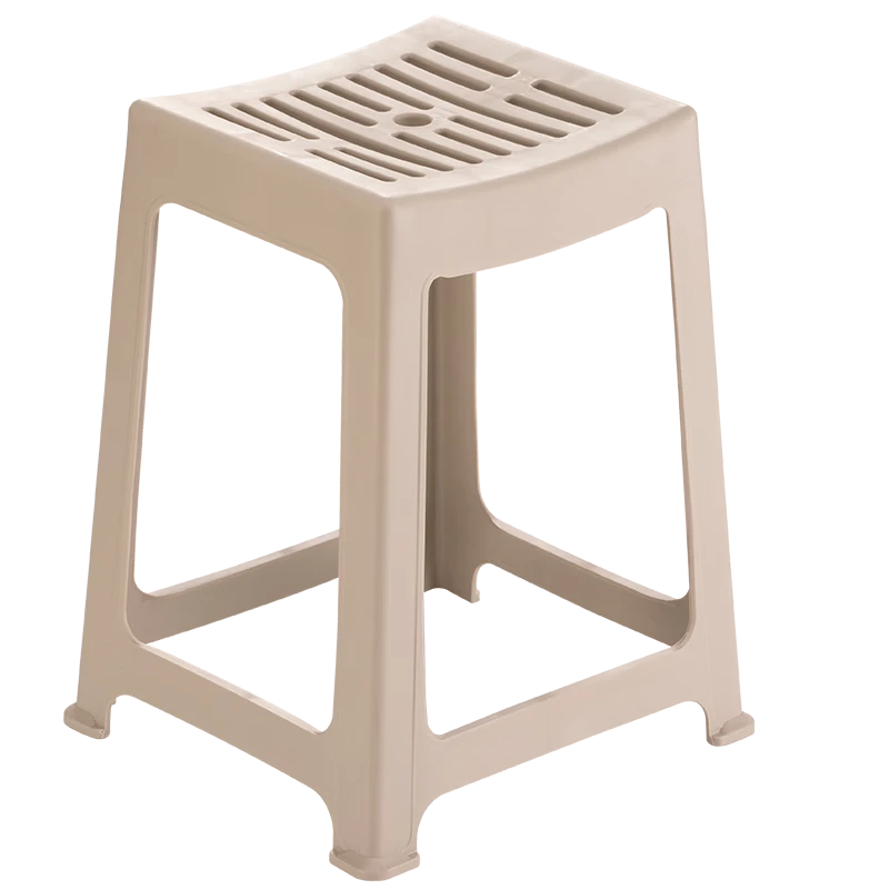 茶花 塑料凳子家用椅子条纹高方凳子板凳46.6cm 米色 4只装A0838P咖*4高清大图