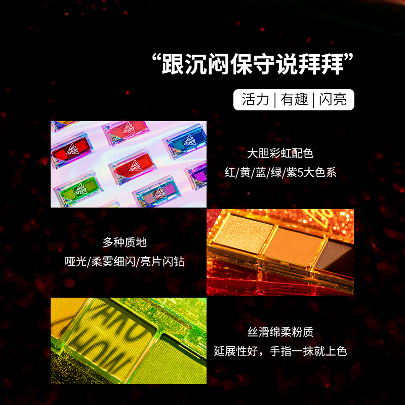 名创优品(miniso) 爱刻秀系列极光之虹三色眼影盘多色搭配快干持妆[C04 葡萄沙冰]