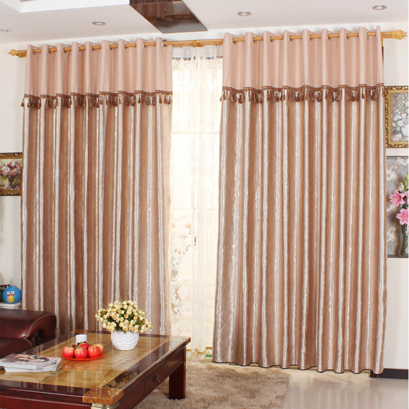 美帮汇窗帘布成品遮光加厚客厅卧室落地窗婚房简约色现代定制 幸福玫瑰浅咖啡 宽3.0高2.7【打孔无帘头】