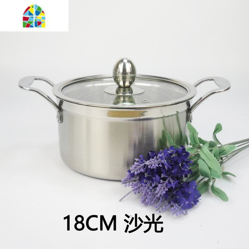小汤锅不锈钢加厚双耳迷你火锅 燃气电磁炉泡面宝宝辅食锅具奶锅 FENGHOU 沙光16CM图片