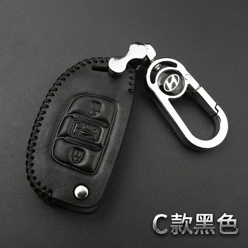 【补贴10%】北京现代瑞纳悦动真皮钥匙套途胜领动名图悦纳朗动专用汽车钥匙包汽车钥匙包 C款黑色