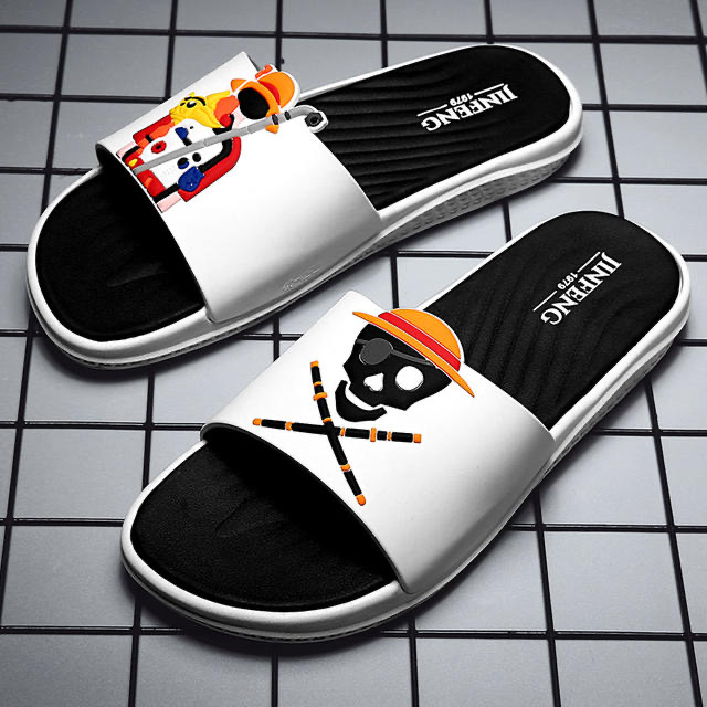 拖鞋男士夏季室外潮流动漫个性防滑外穿一字拖韩版路飞沙滩凉拖鞋拖鞋
