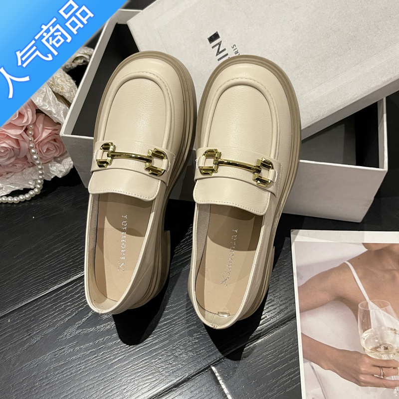 SUNTEK乐福鞋女春秋季2023新款休闲百搭单鞋厚底英伦小皮鞋女鞋高清大图