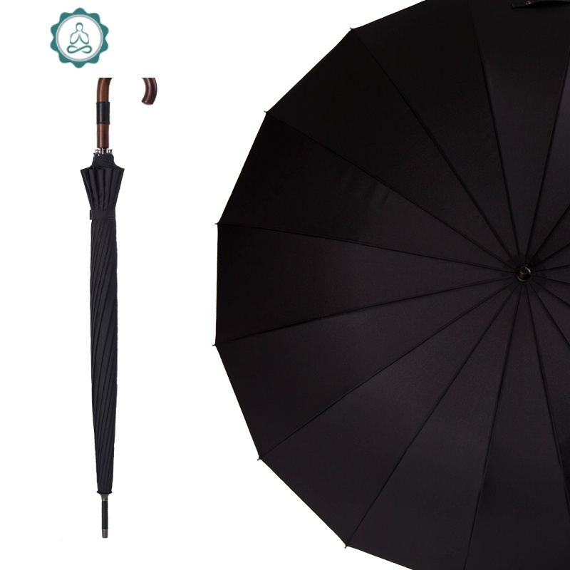 长柄伞16骨日本防风暴雨超大双人122cm简约商务复古自动男晴雨伞艺呈