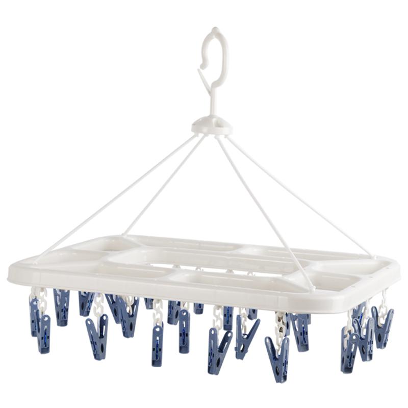 茶花 大号长方型晒衣架(24夹)24夹/套高清大图