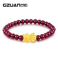 GZUAN古钻珠宝 年年有余 3D硬金黄金石榴石女士手链 生日礼物 YJS0009