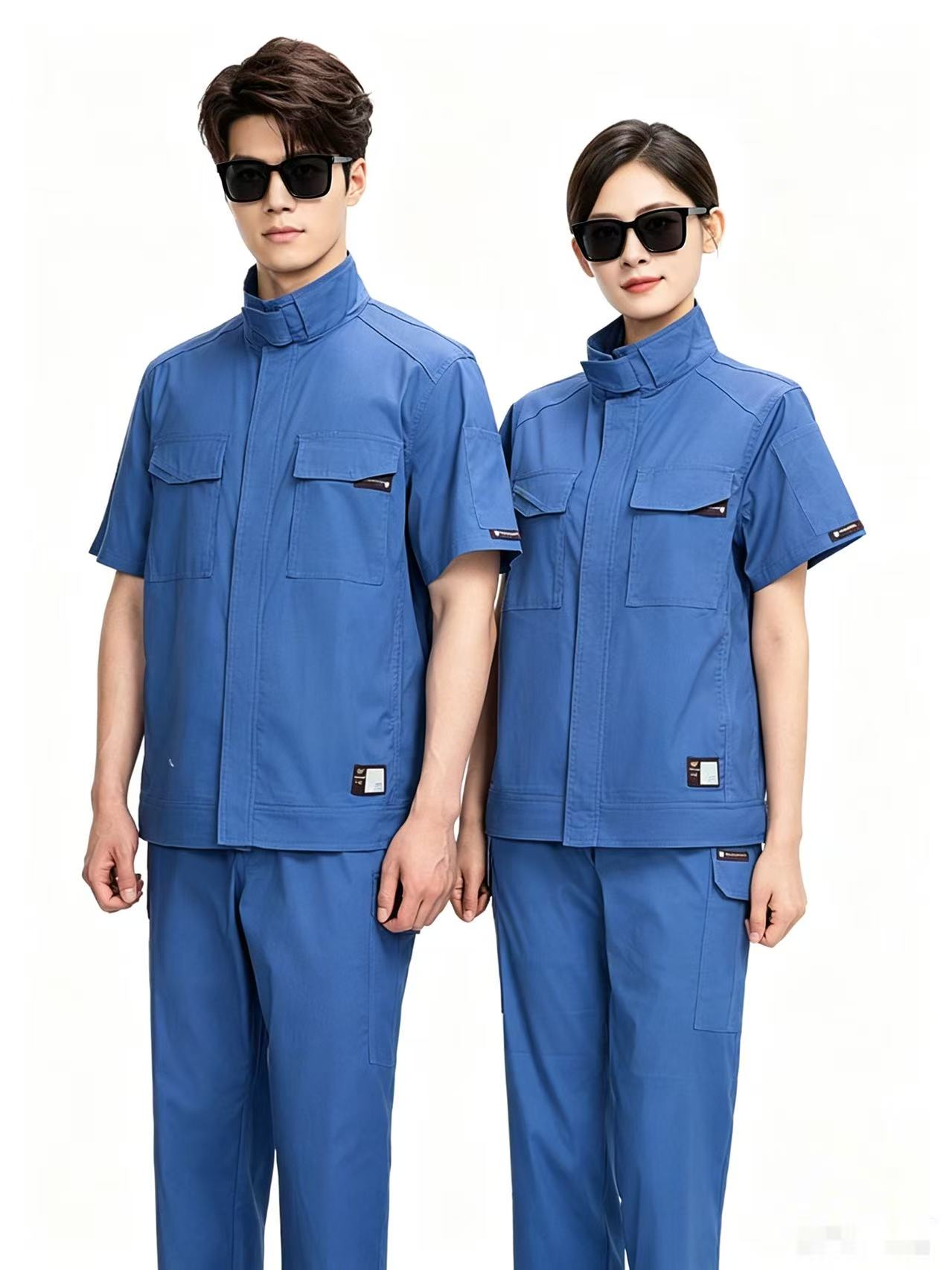 路安保夏季短袖工作服SYX261薄款耐磨工装套高清大图
