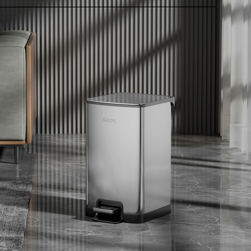 GAOK不锈钢夹缝垃圾桶家用卫生间厕所客厅卧室轻奢带盖脚踏大容量高清大图