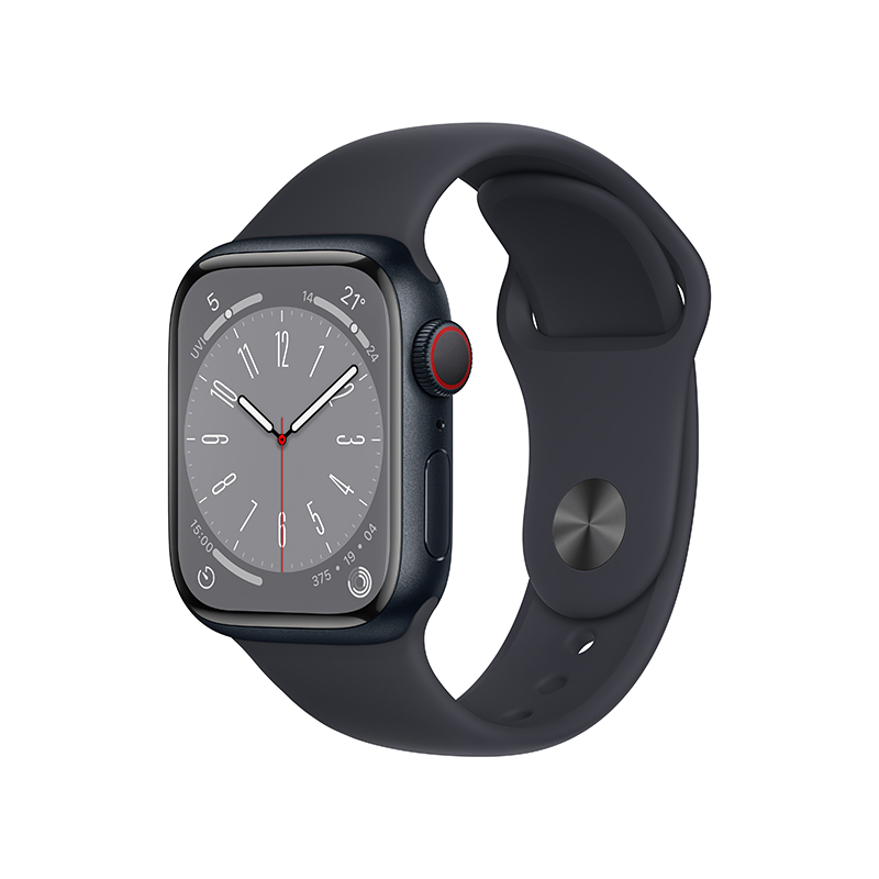 Apple Watch Series 8 智能手表 (GPS+蜂窝版) 41mm 午夜色铝金属表壳 运动型表带