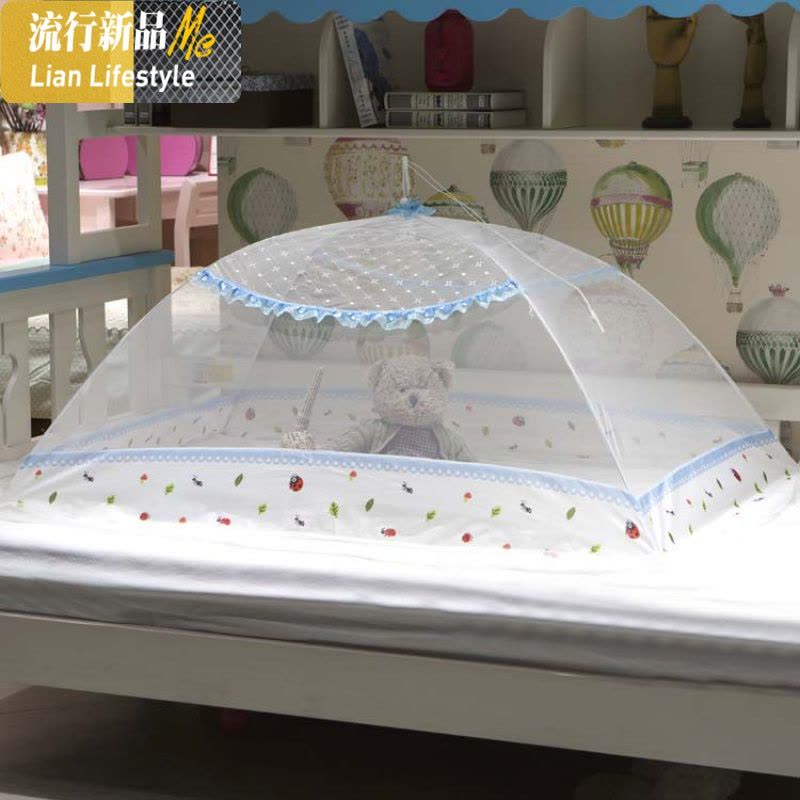 婴儿床蚊帐罩大小号儿童伞罩盖式蒙古包蚊帐易收折叠无底成人蚊帐 三维工匠图片