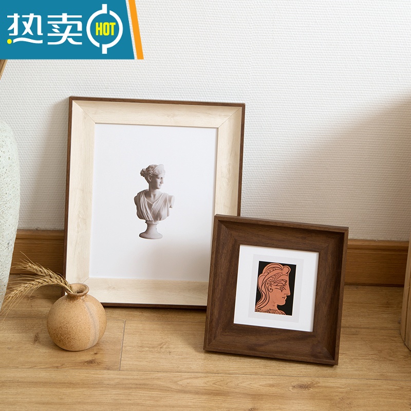 敬平正方形5寸6寸7寸8寸宣纸卡纸30 50 38 画框挂墙创意相框摆台横竖 胡木色 方5寸[12.7*12.7]挂摆两高清大图