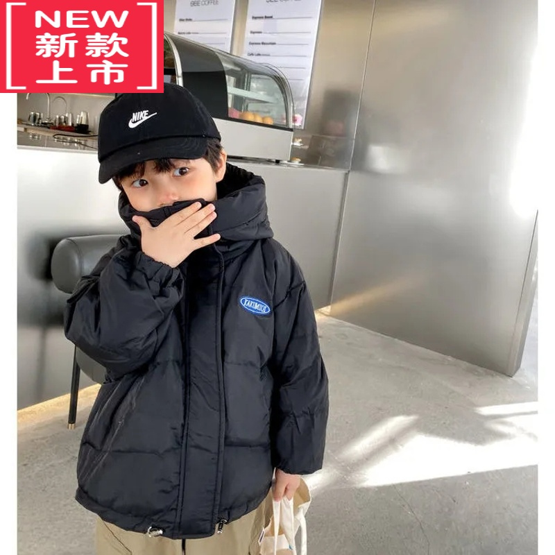 可莉允男童羽绒棉服2022冬装新款男宝宝洋气连帽外套儿童轻薄长袖棉袄潮