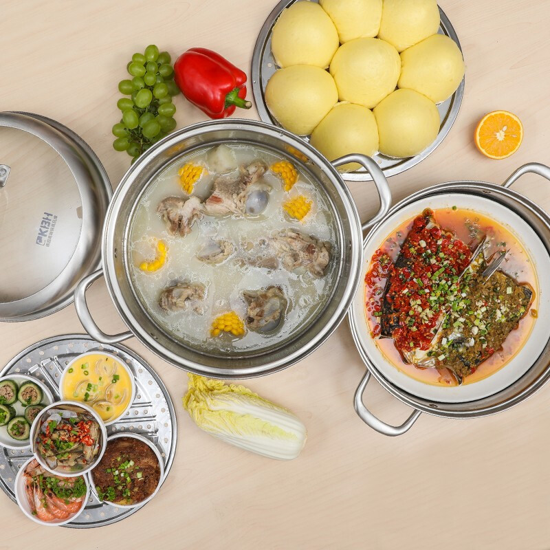 康巴赫蒸锅家用304不锈钢三层加厚馒头煮炖汤锅电磁炉燃气灶通用高清大图