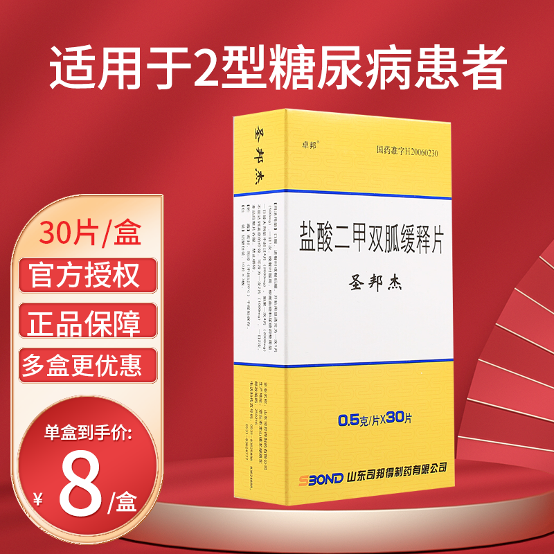 圣邦杰盐酸二甲双胍缓释片05g30片2型糖尿病患者参数