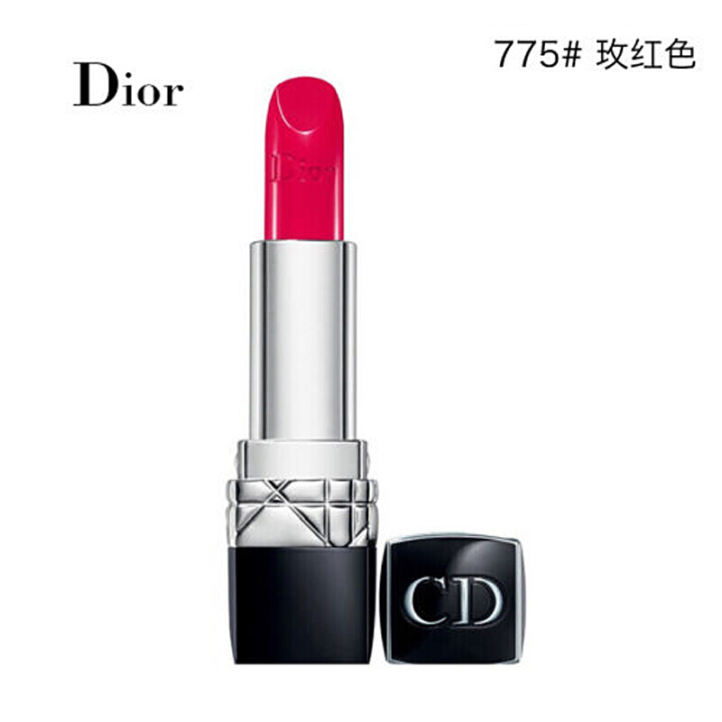 Dior迪奥 CD 烈焰蓝金唇膏口红/瘾诱漆光 775#玫红色 润泽 显色 红色系 亮泽 法国原装进口