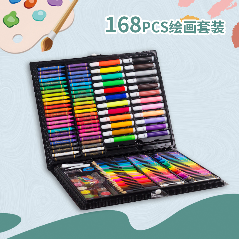 婴侍卫 168PCS绘画套装 美术文具礼盒 168高清大图