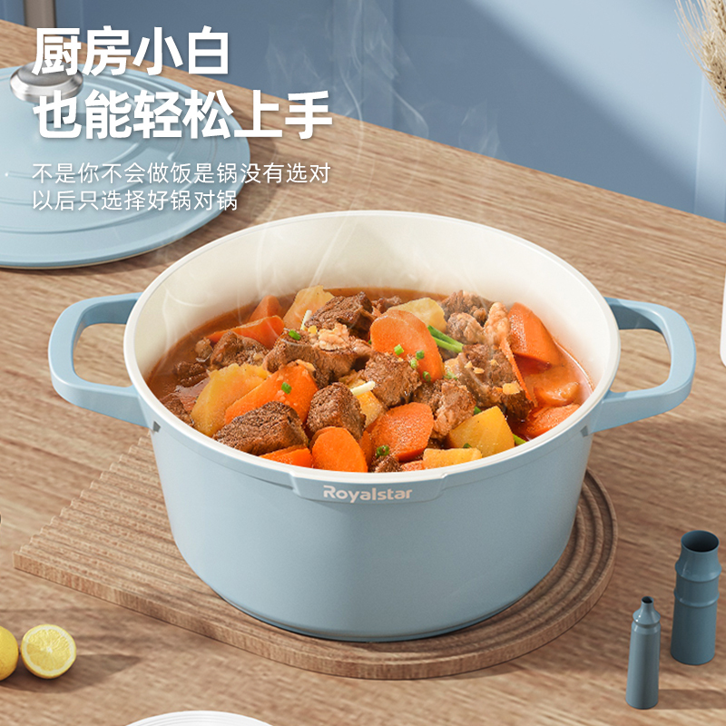 荣事达(Royalstar)陶瓷珐琅锅20cm家用煲汤锅炖锅砂锅炖盅焖烧不粘铸铁锅煮锅燃气电磁炉通用RA14221201