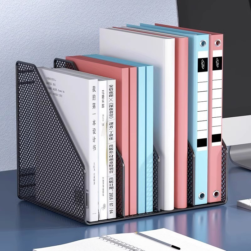 伴公式B1201金属镂空桌面四联文件框黑色高清大图