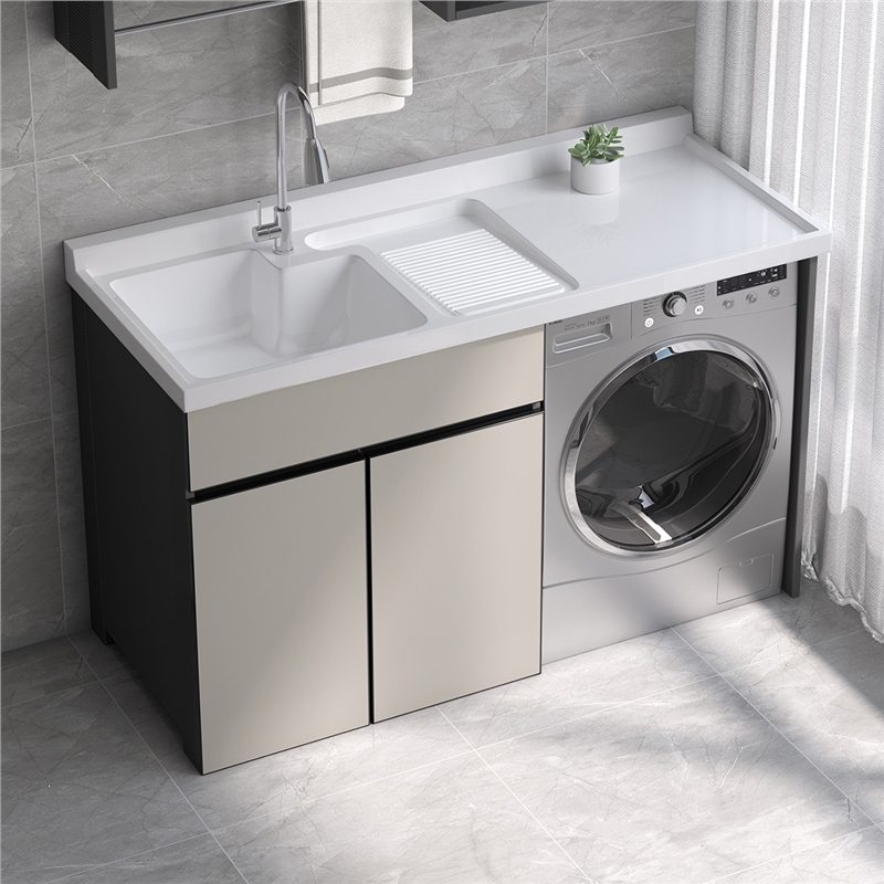 东映之画定制太空铝阳台洗衣机一体台盆柜组合洗衣柜洗手池洗衣槽带搓
