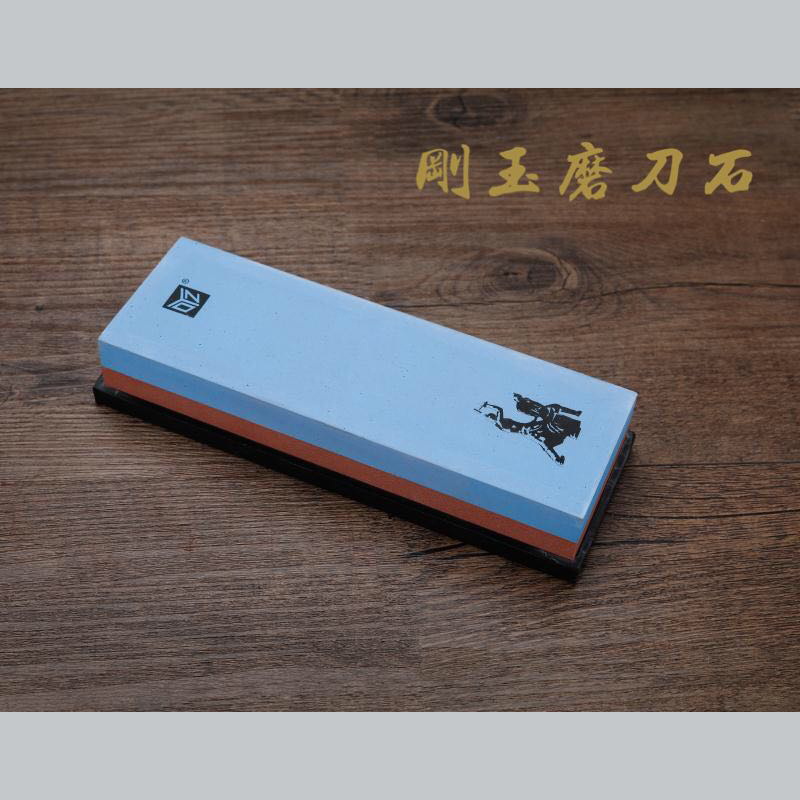 [拿铁OYZ手工锻打中华家刀]文武双刀(切片刀、崭骨刀)、菜刀刚玉磨刀石三件套(至亲版 )