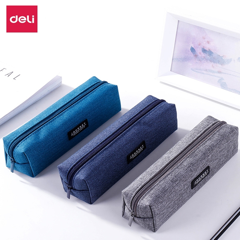 得力deli笔袋简约日系小清新铅笔盒文具盒文具袋高中生初中生笔袋男孩