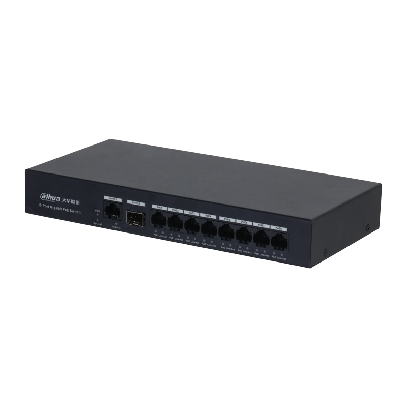 dahuaDH-S3000C-8GT1GT1GF-NTYA 10口低功率千兆PoE交换机黑色