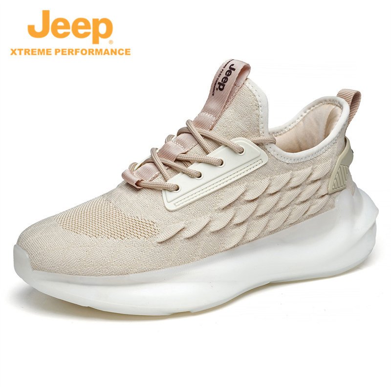 jeep男鞋春季新款爆米花飞织减震跑步运动鞋潮流夜光户外防水鞋子
