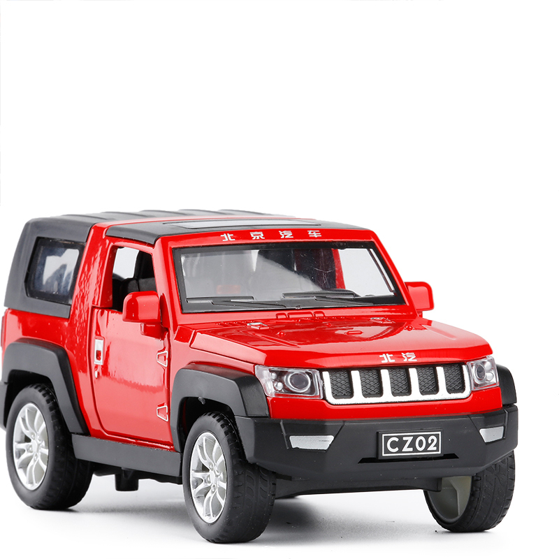 132仿真北汽bj40吉普车合金车模儿童玩具车越野车回力小汽车模型红色